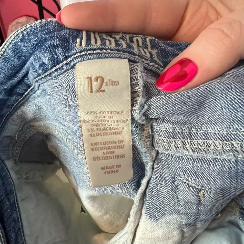 Justice Blue White Ombre Jean Shorts Play Condition, size 12 Slim